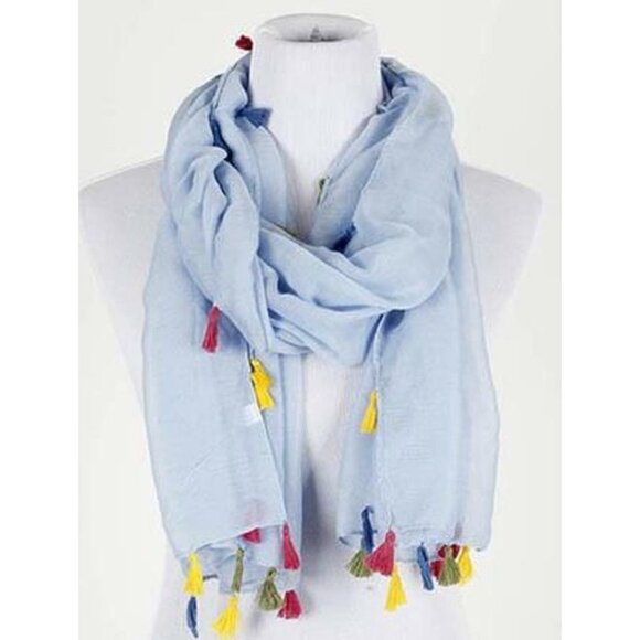 Unbranded Accessories - BOHO Light Blue 72" x 28" Sash Scarf Wrap Pashmina Bohemian Tassel Scarf NEW